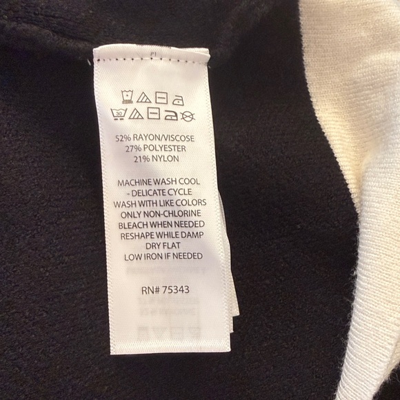 Adrienne Vittadini Black Cardigan with Cream Accents - Picture 7 of 8